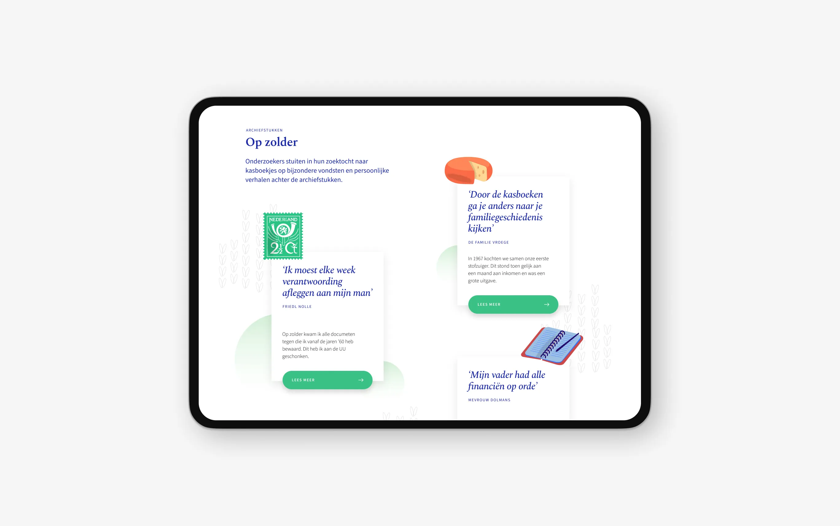 Kasboekje van Nederland stories interface.