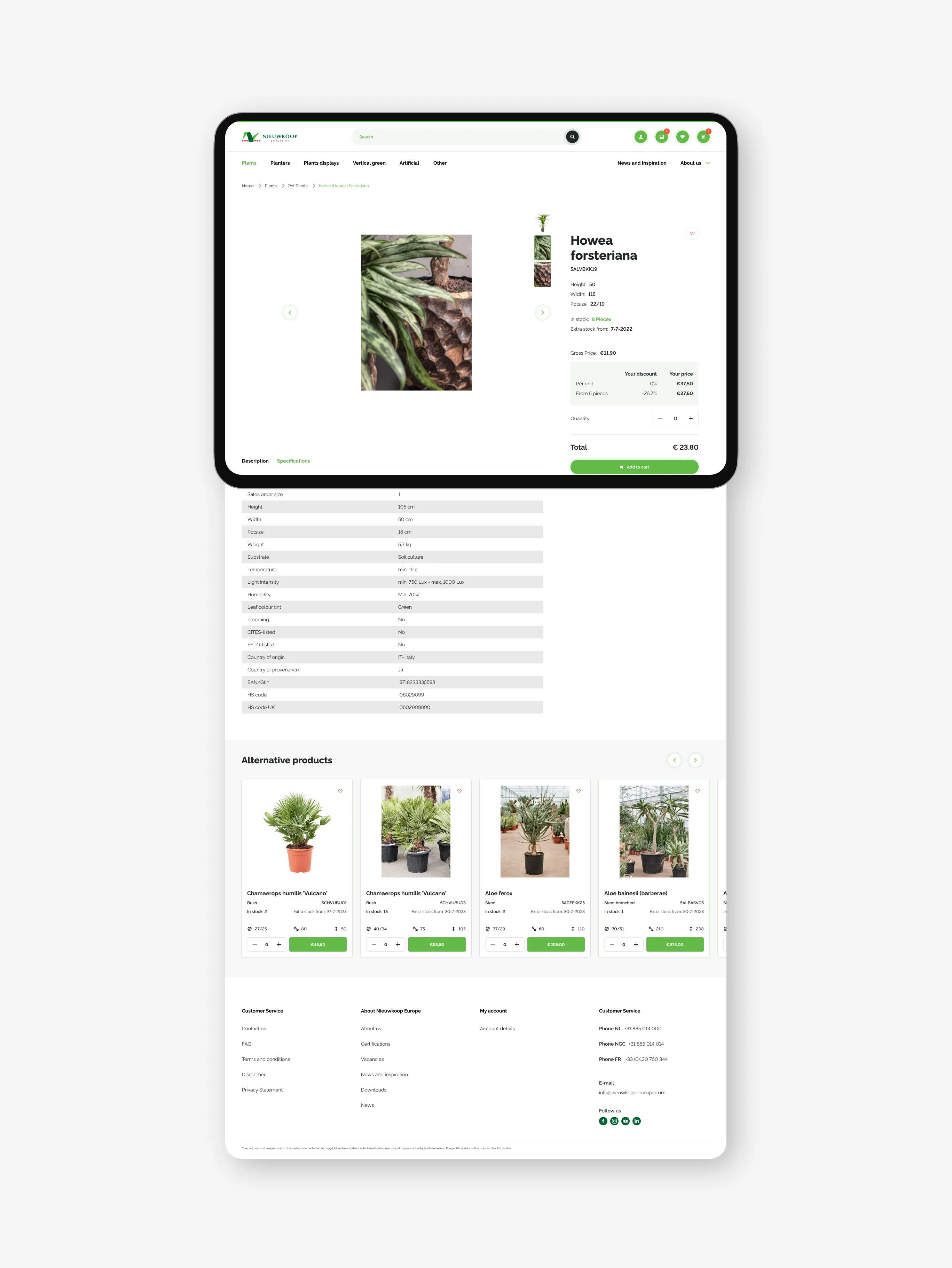 Extended Nieuwkoop Europe product listing page.