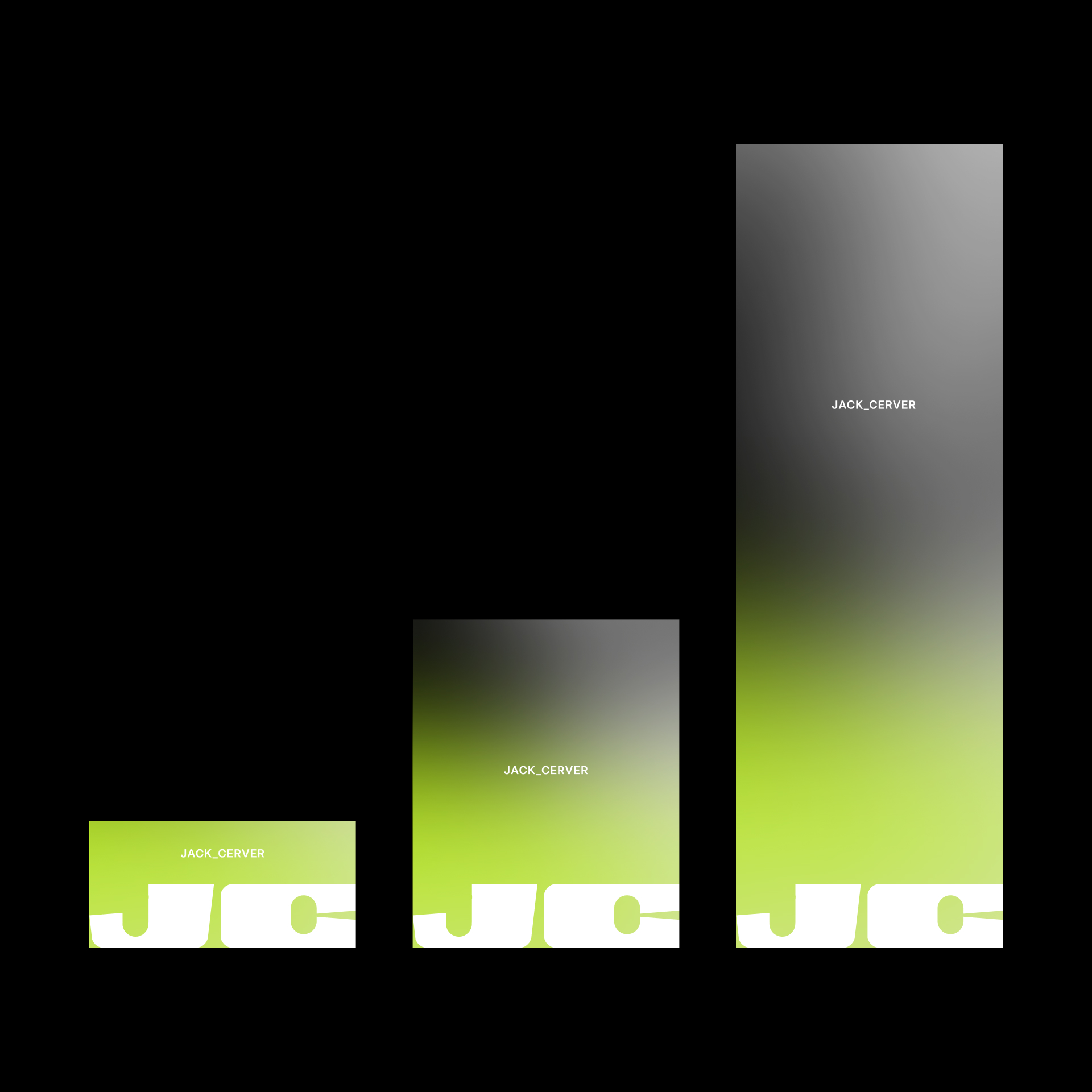 Responsive Jack Cerver identity concept on three screen sizes.