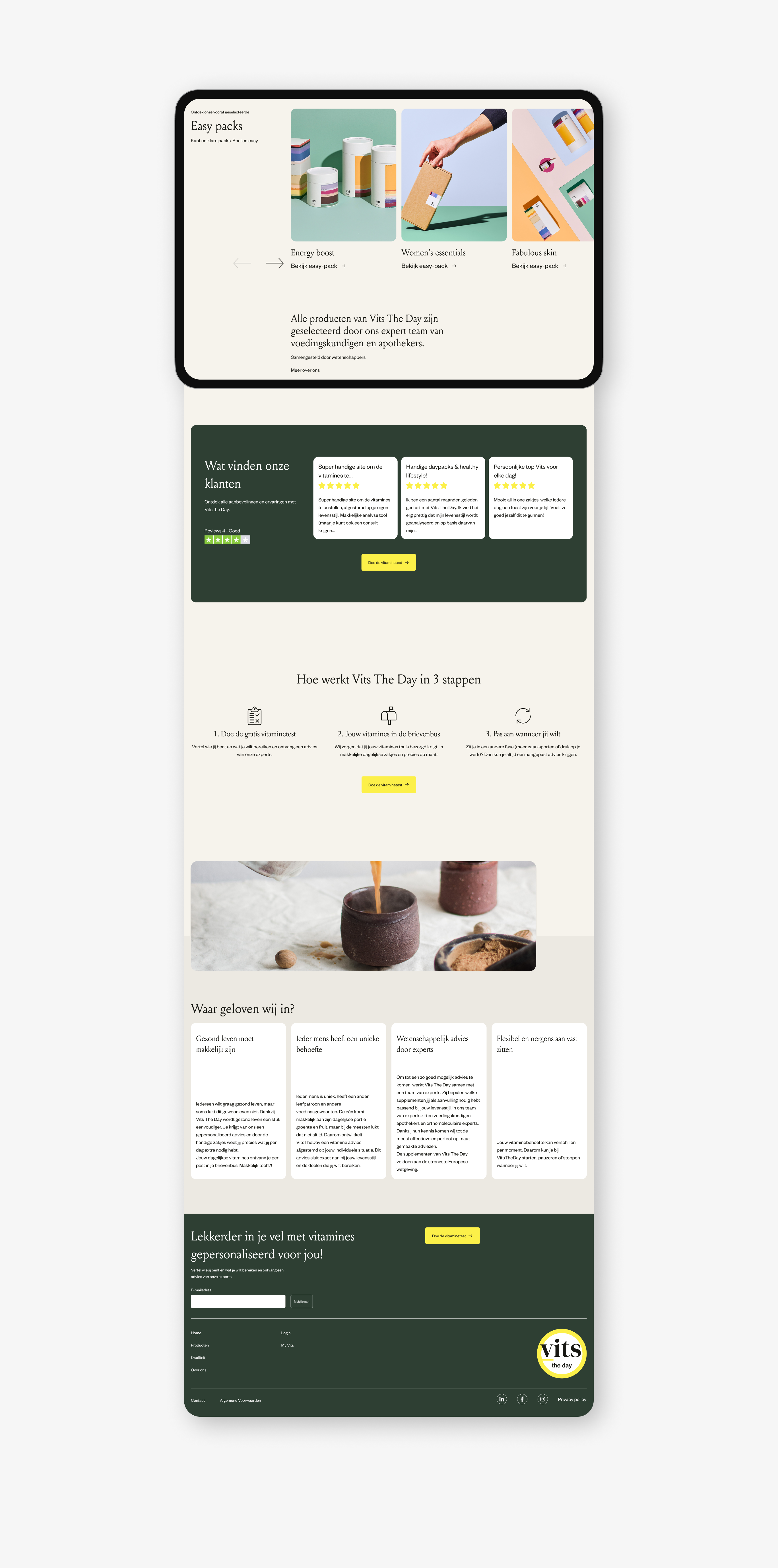Full-page Vits The Day vitamin service website concept.